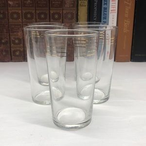 0447 Vintage Glass Gold Trimmed Water Glasses Set of 5